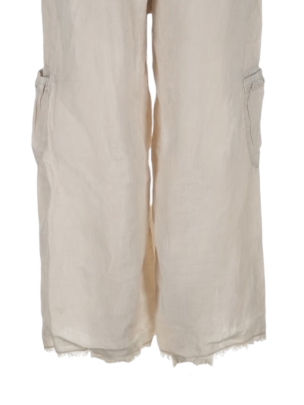 XCVI Linen Cargo Crop Pants L NWT Wide Leg Pull On Raw Hem Beige - Picture 5 of 9